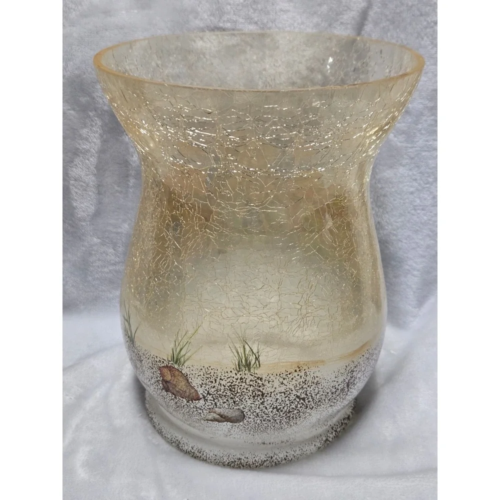 Boscovs Crackled Glass Beach Flip Flops Hurricane Candle Holder Vase V3840BV